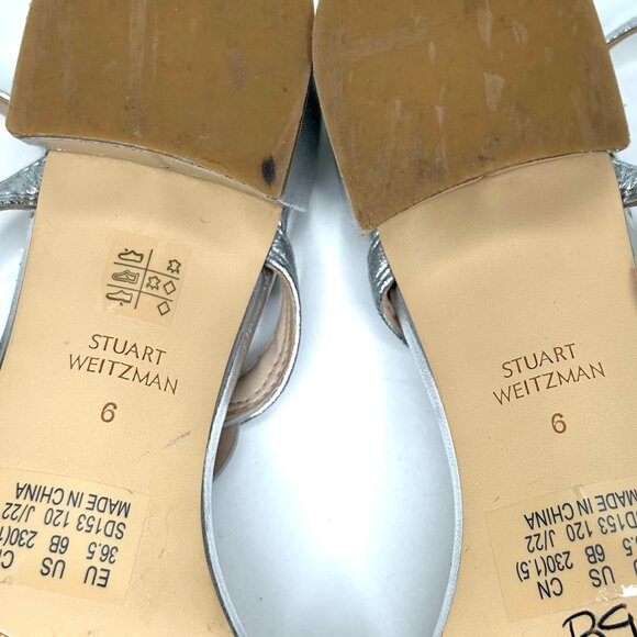 Stuart Weitzman Twistie Block Heel in Silver Size 6 - Picture 9 of 13